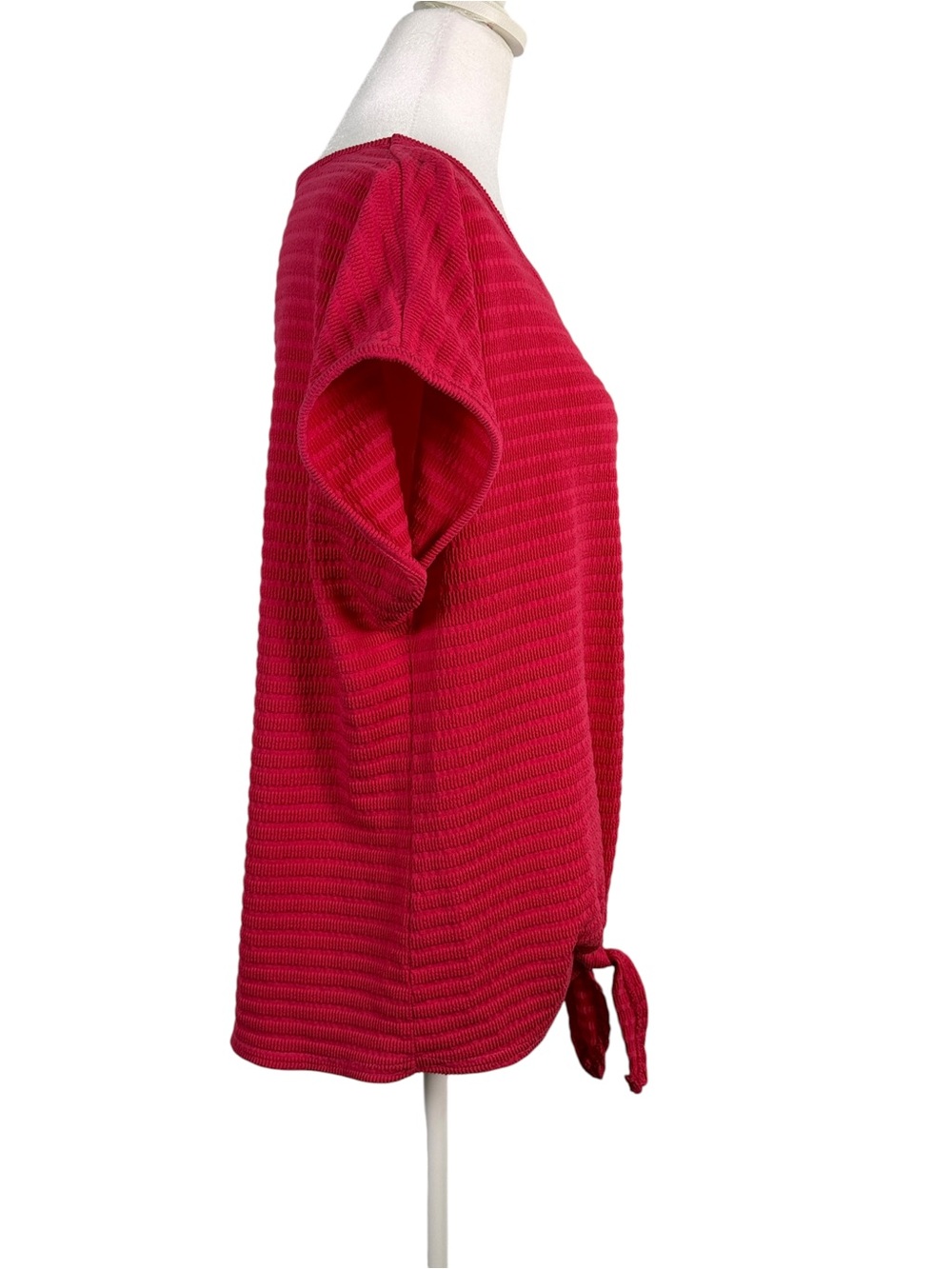 Wilde Raspberry Pink Crinkle Textured Tie-Front Tunic | Size Large - Picture 6 of 10